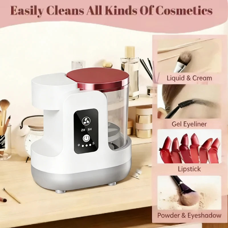 Electric Makeup Brush Cleaner Machine USB Portable Rubber Collar Quick Washer Dryer Battery-Free Odorless Cosmetic Accessory