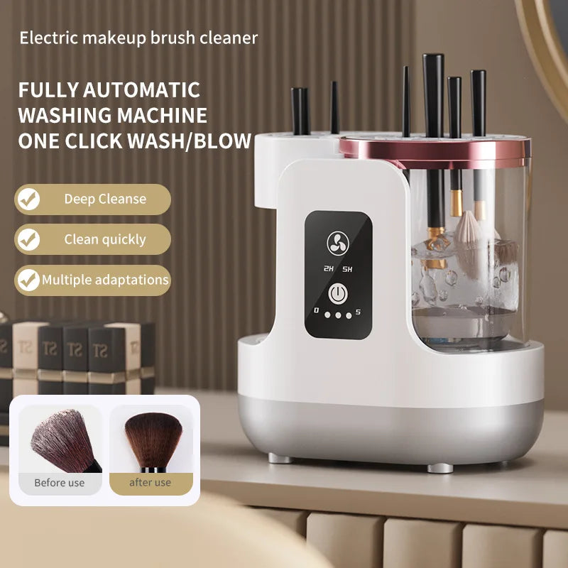Electric Makeup Brush Cleaner Machine USB Portable Rubber Collar Quick Washer Dryer Battery-Free Odorless Cosmetic Accessory